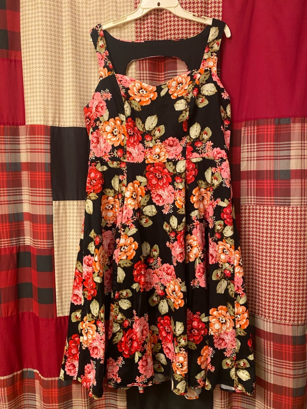 torrid Black Floral Fit & Flare Dress with Cutout - Picture 4 of 6